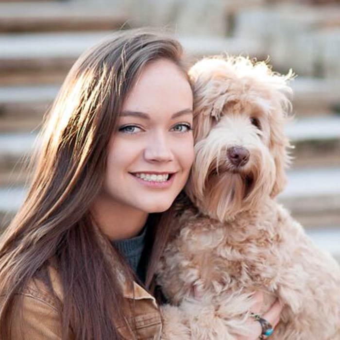 Caroline Ugland and her dog Jane