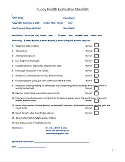 vet health evaluation